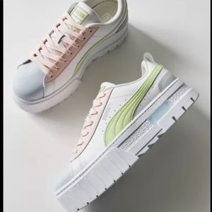 NEW Puma Mayze Leather Pop Sneaker, white, US9
